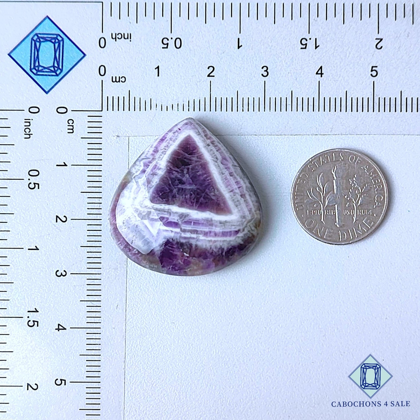 Cabujones de amatista chevron natural en forma de pera de 29 x 28 x 7 mm, de Brasil, disponibles para la venta.