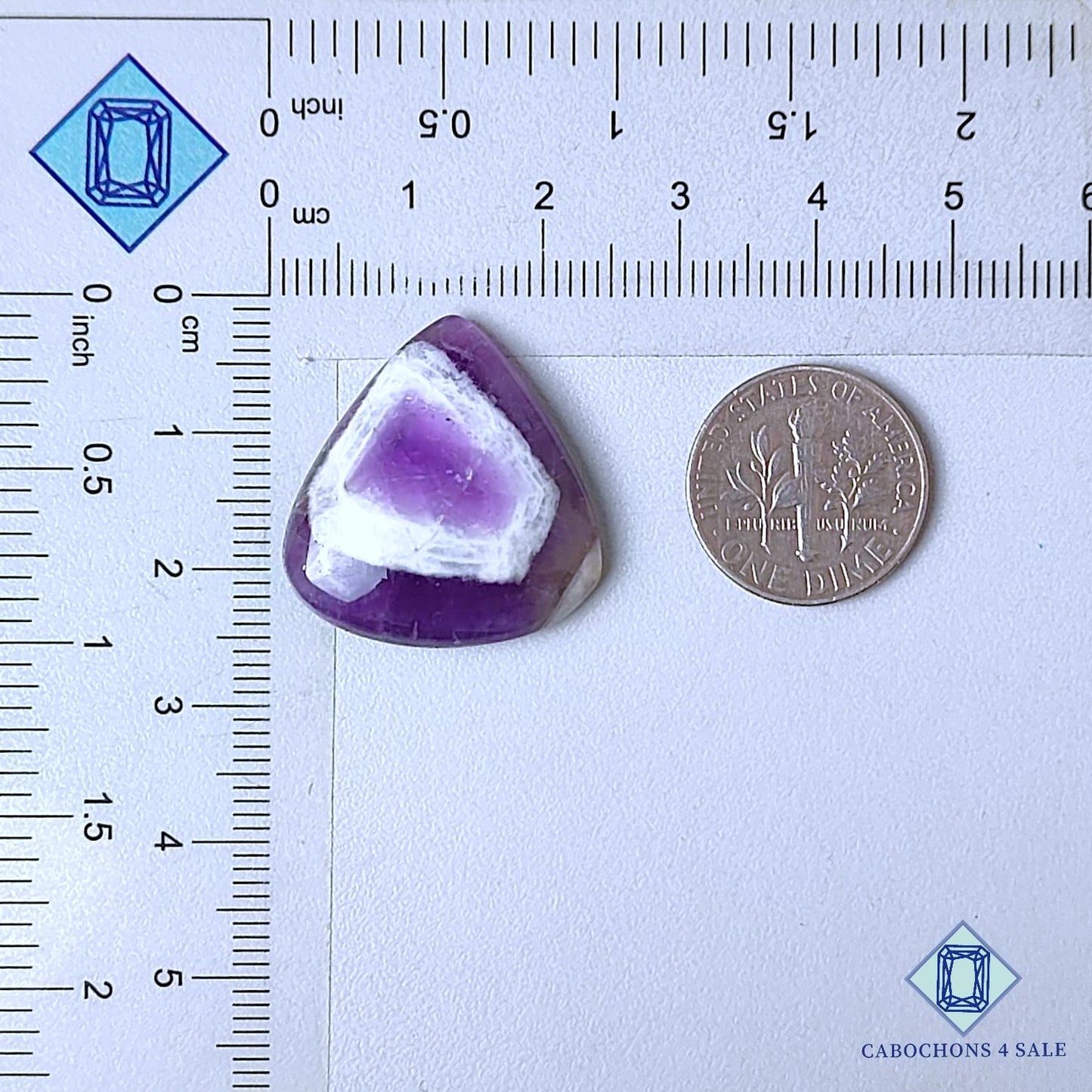 Cabujones de amatista chevron natural en forma de pera de 24 x 23 x 5 mm, de Brasil, disponibles para la venta.