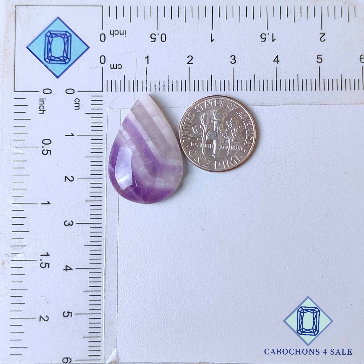 Cabujones de amatista en forma de pera Chevron