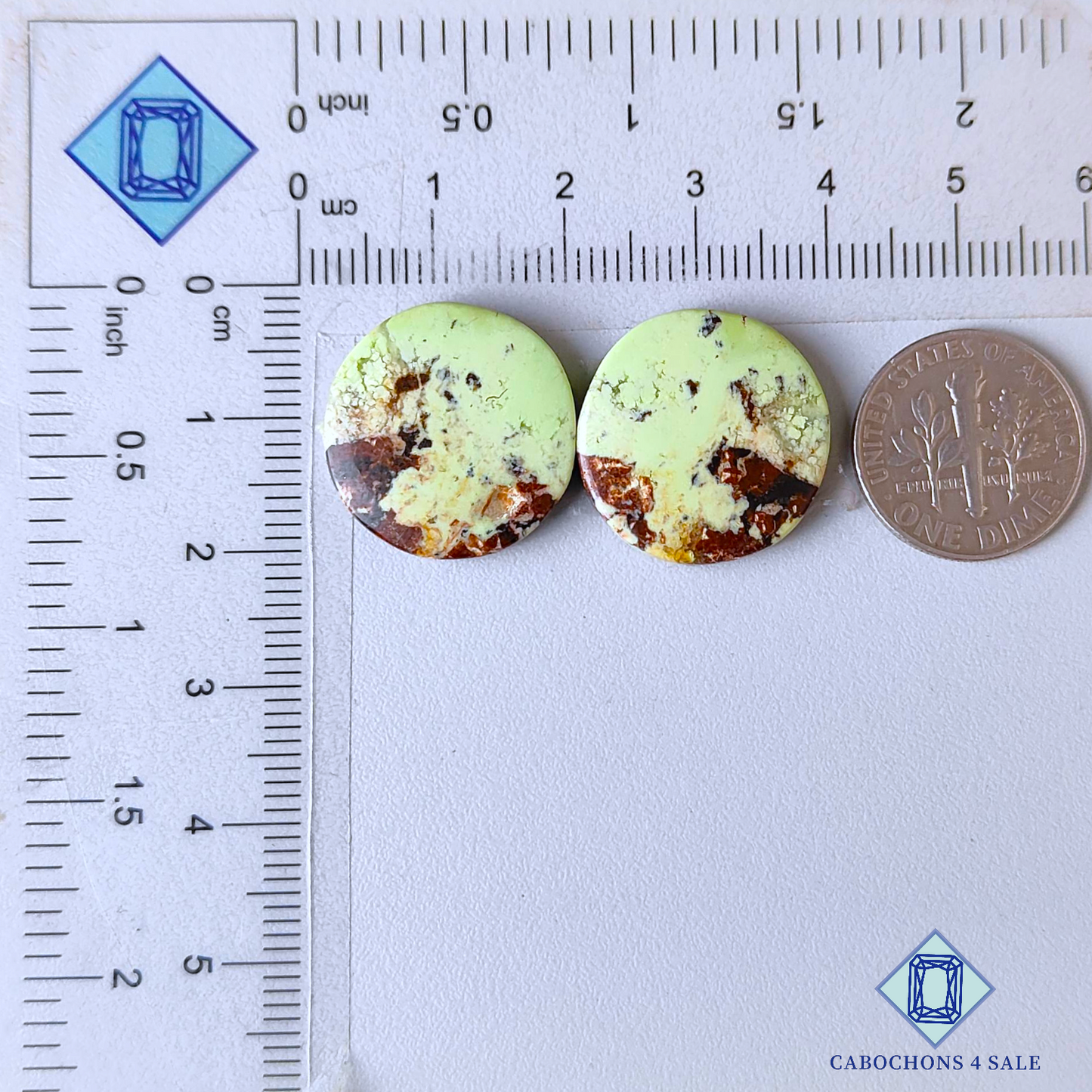 Pares redondos de crisoprasa de cidra