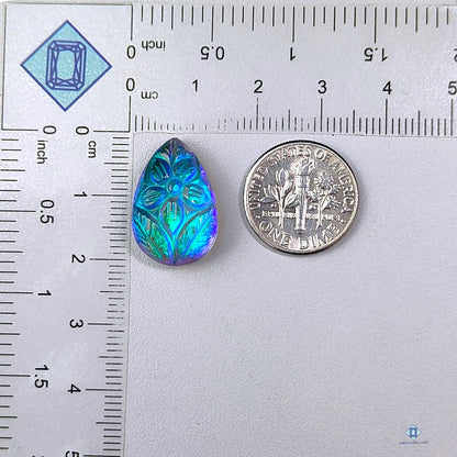 Coated Labradorite Doublets Pear Carvings