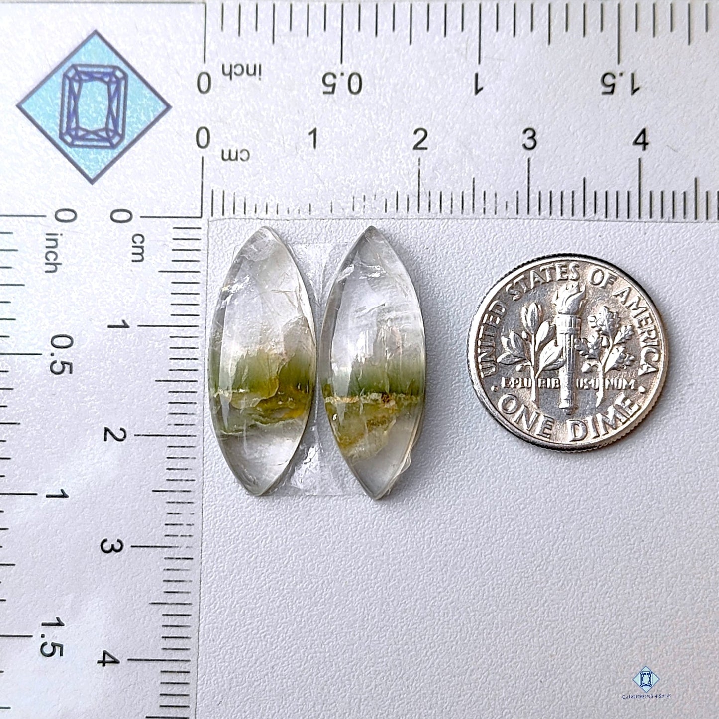 Cocoxenite Green Rutile Quartz Marquise Pairs