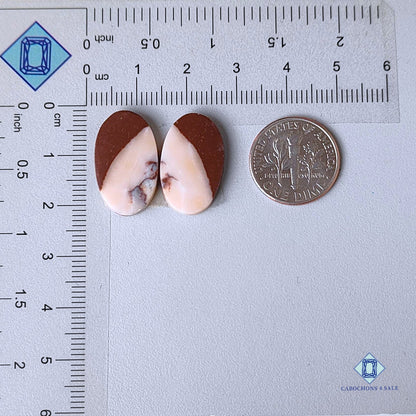 Natural Coffee Been Jasper Gemstone Oval Pairs 20*12*3mm from Mexico available for sale