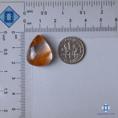 Natural Copper Rutile Quartz Gemstone Pear Cabochons 20*16*9mm from Brazil available for sale