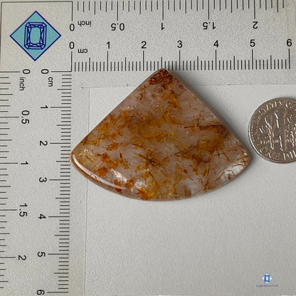 Natural Copper Rutile Quartz Gemstone Triangle Cabochons 48*36*5mm from Brazil available for sale