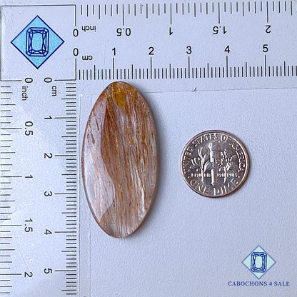 Cabujones ovalados de cuarzo rutilado de cobre natural de 40 x 20 x 5 mm, de Brasil, disponibles para la venta.