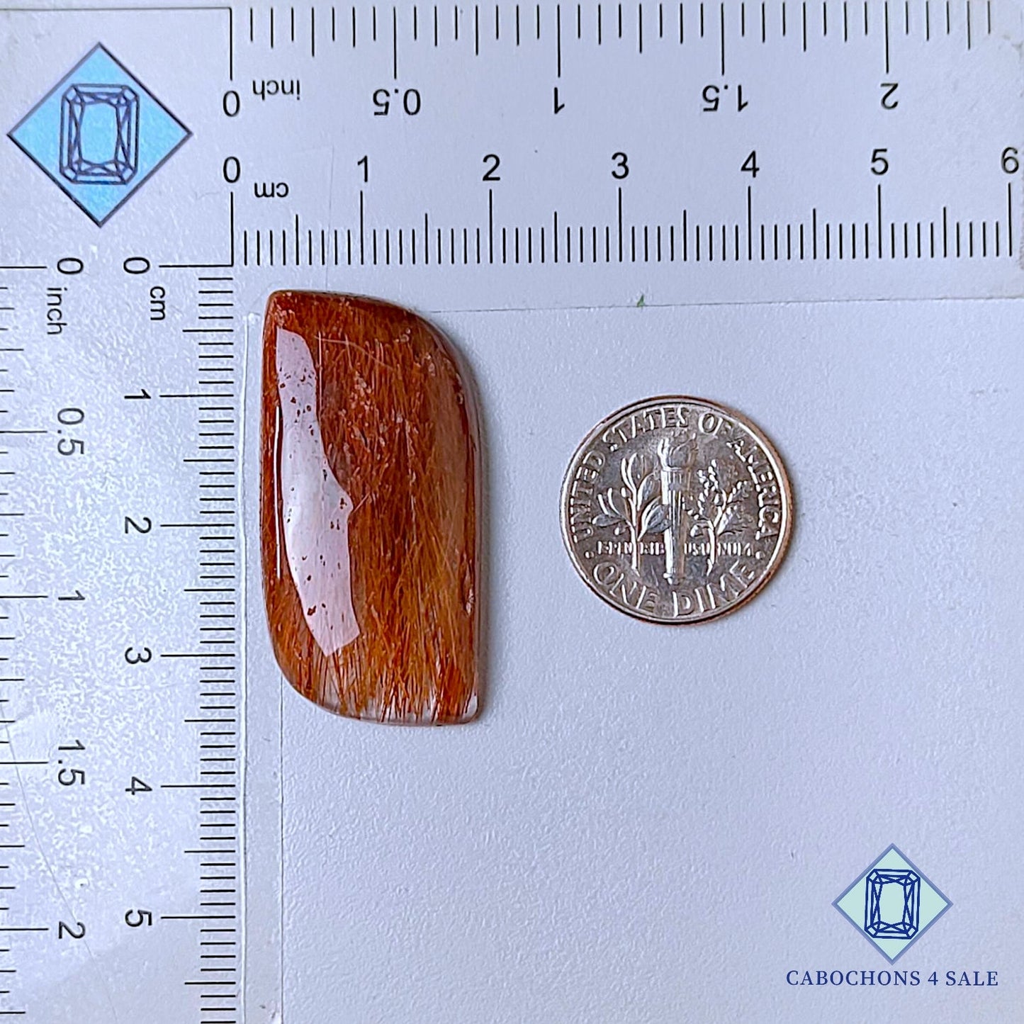 Natural Copper Rutile Quartz Gemstone Fancy Cabochons 33*17*6mm from Brazil  available for sale