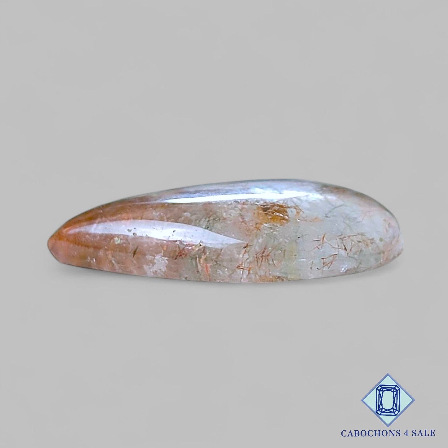 Cabujones de cuarzo rutilado de cobre natural en forma de pera de 29 x 22 x 6 mm, de Brasil, disponibles para la venta.