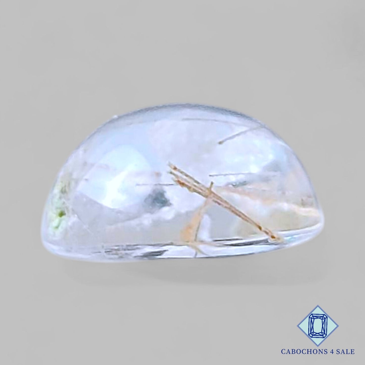 Cabujones redondos de cuarzo rutilado de cobre natural de 13 x 7 mm, de Brasil, disponibles para la venta.