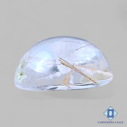 Cabujones redondos de cuarzo rutilado de cobre natural de 13 x 7 mm, de Brasil, disponibles para la venta.