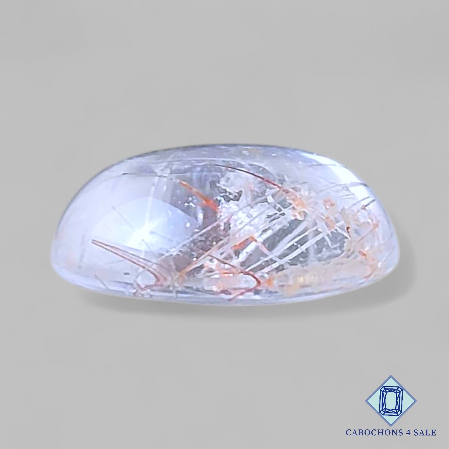 Cabujones redondos de cuarzo rutilado de cobre natural de 15 x 6 mm, de Brasil, disponibles para la venta.