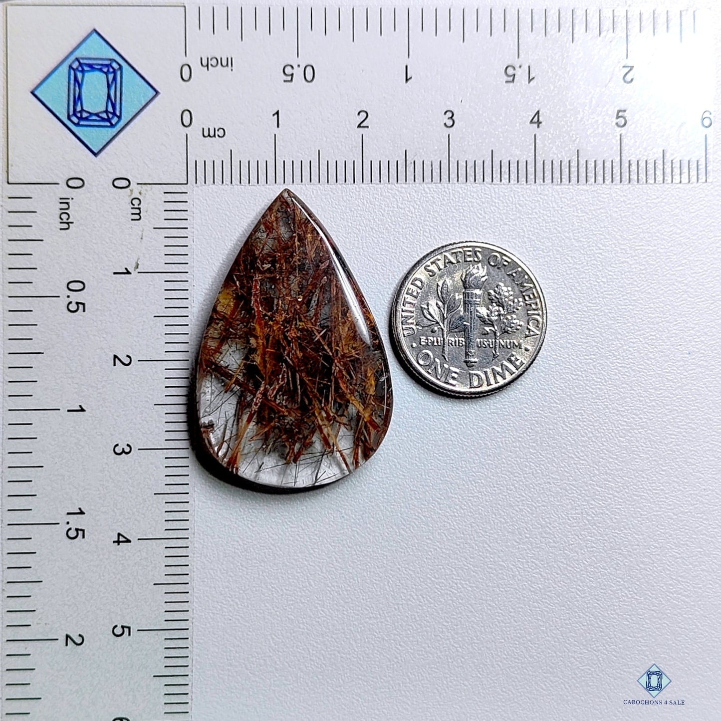 Copper Rutile Quartz Pear Cabochons