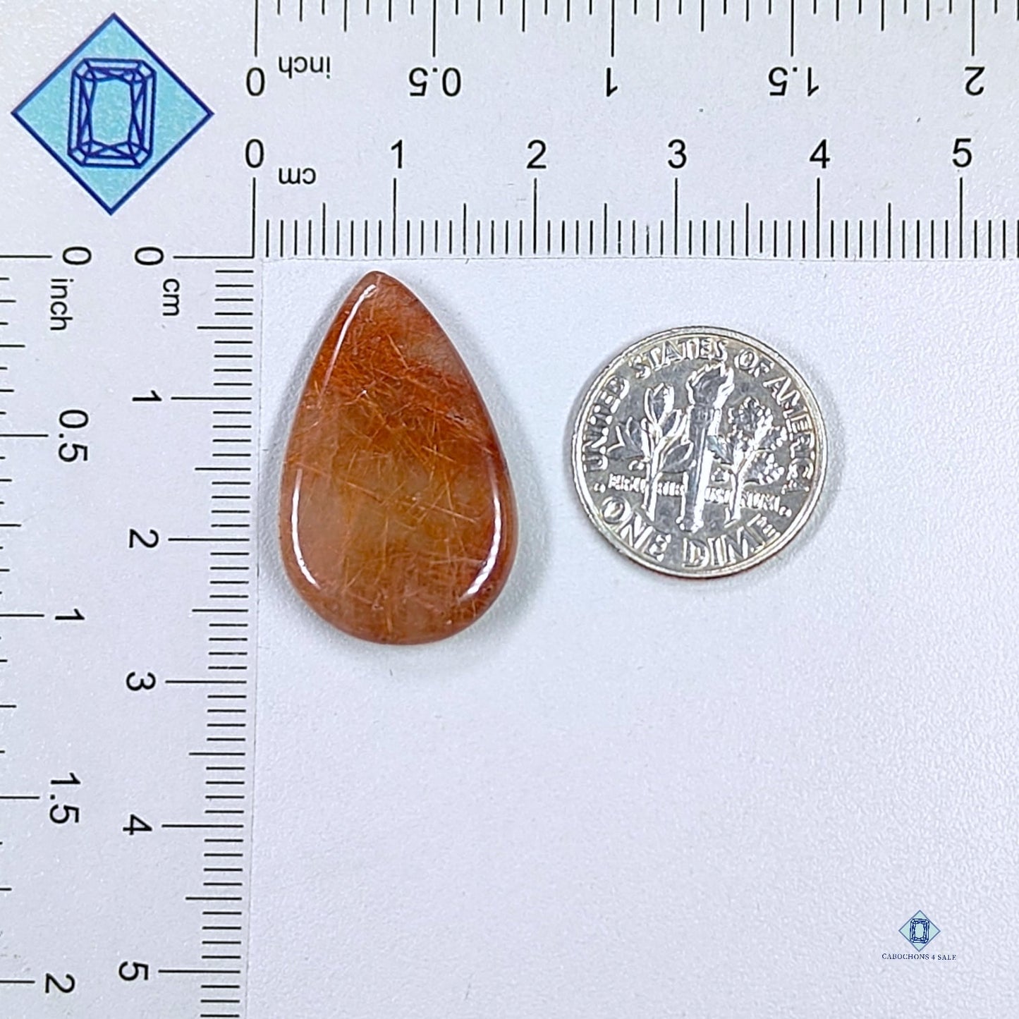 Copper Rutile Quartz Pear Cabochons