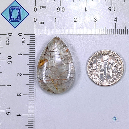 Copper + Black Rutile Quartz Pear Cabochons