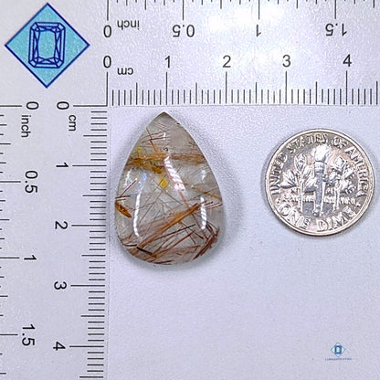 Copper + Black Rutile Quartz Pear Cabochons