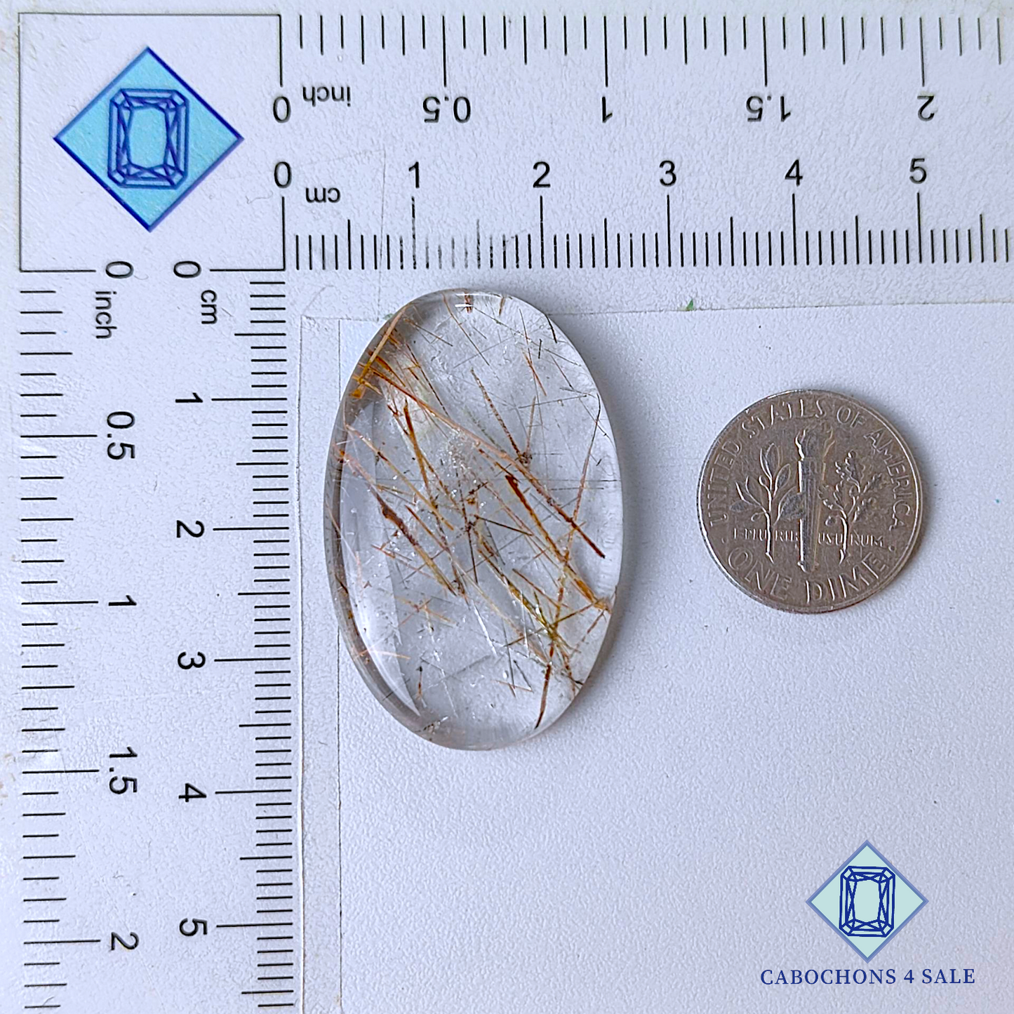 Copper with Black Rutile Quartz Oval Cabochons