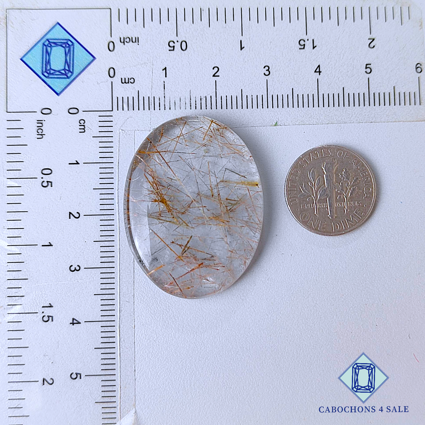 Copper with Black Rutile Quartz Oval Cabochons