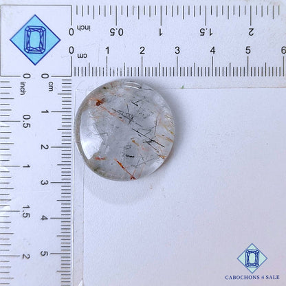 Natural Copper with Black Rutile Quartz Gemstone  Round Cabochons 28*6mm from Brazil available for sale