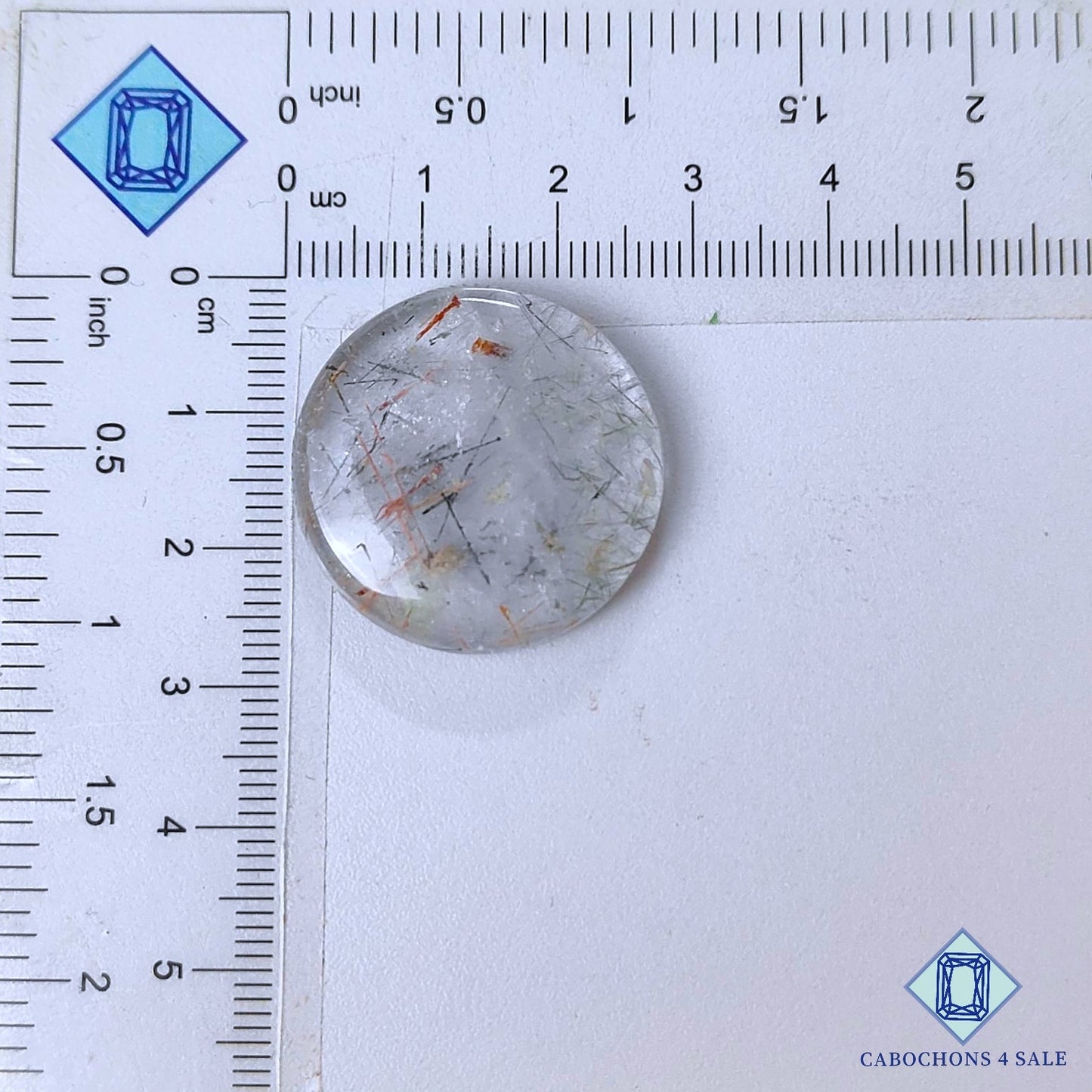 Natural Copper with Black Rutile Quartz Gemstone  Round Cabochons 27*5mm from Brazil available for sale