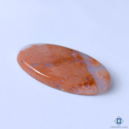 Cabochons4sale oval orange cotton candy agate cabochon with opaque finish and natural stone patterns
