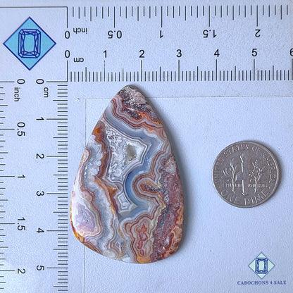 Cabujones de ágata de encaje loco natural de 47 x 30 x 4 mm, de México, disponibles para la venta.