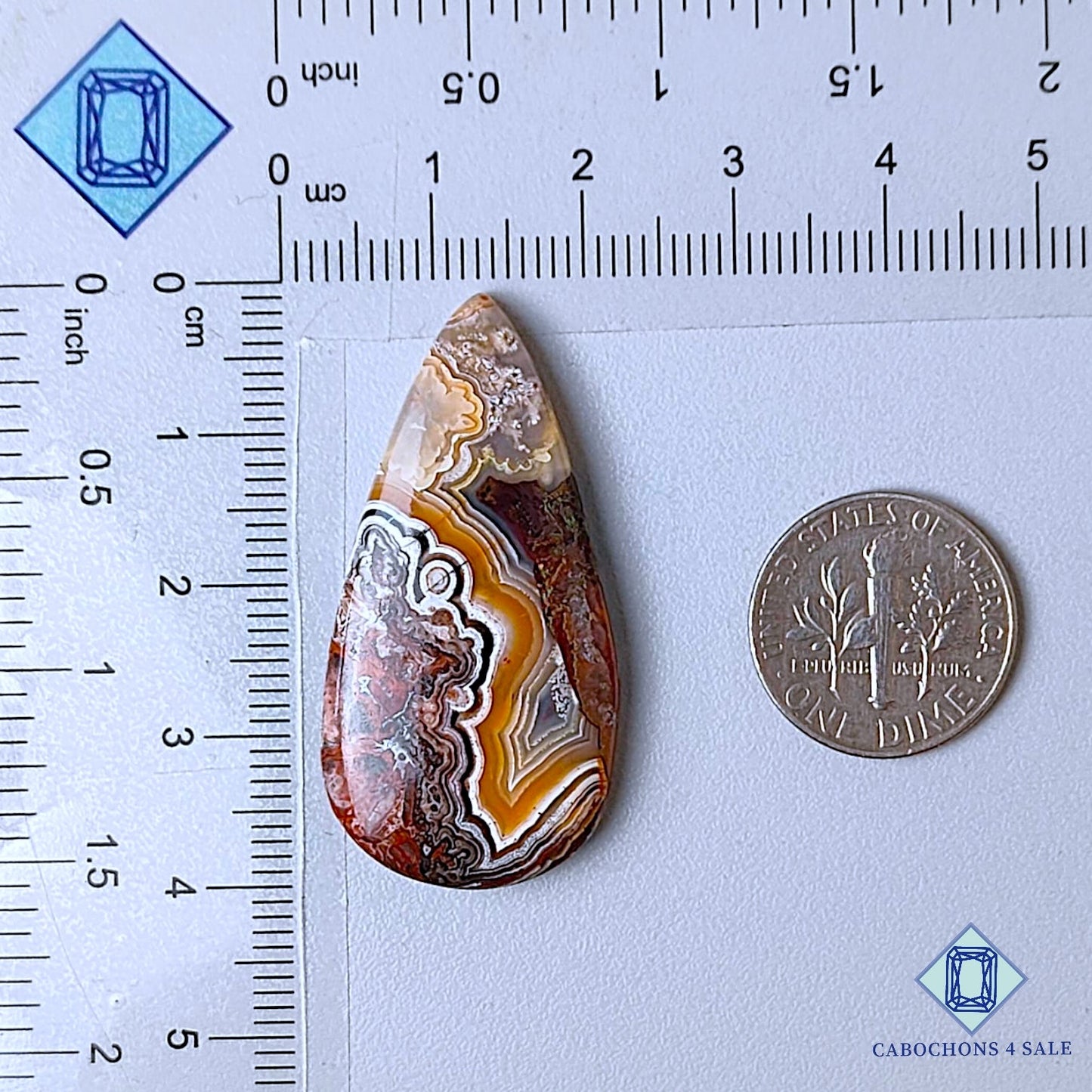 Cabujones de ágata con encaje loco natural, de 39 x 19 x 5 mm, de México, disponibles para la venta.