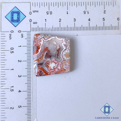 Piedra preciosa de ágata de encaje loco natural Druzy de lujo de 28 x 25 x 6 mm de México disponible para la venta