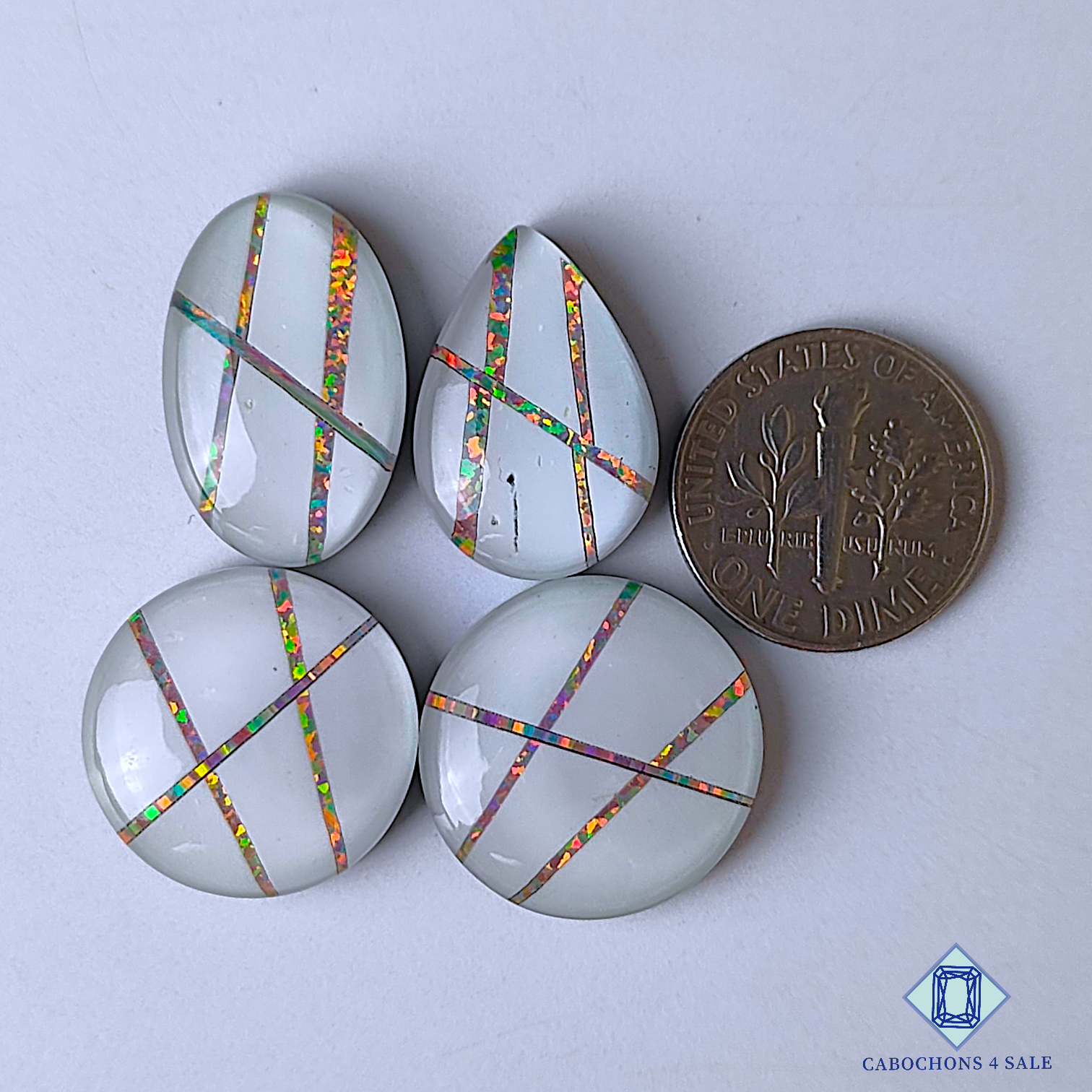Crystal Quartz Aurora Opal Inlays