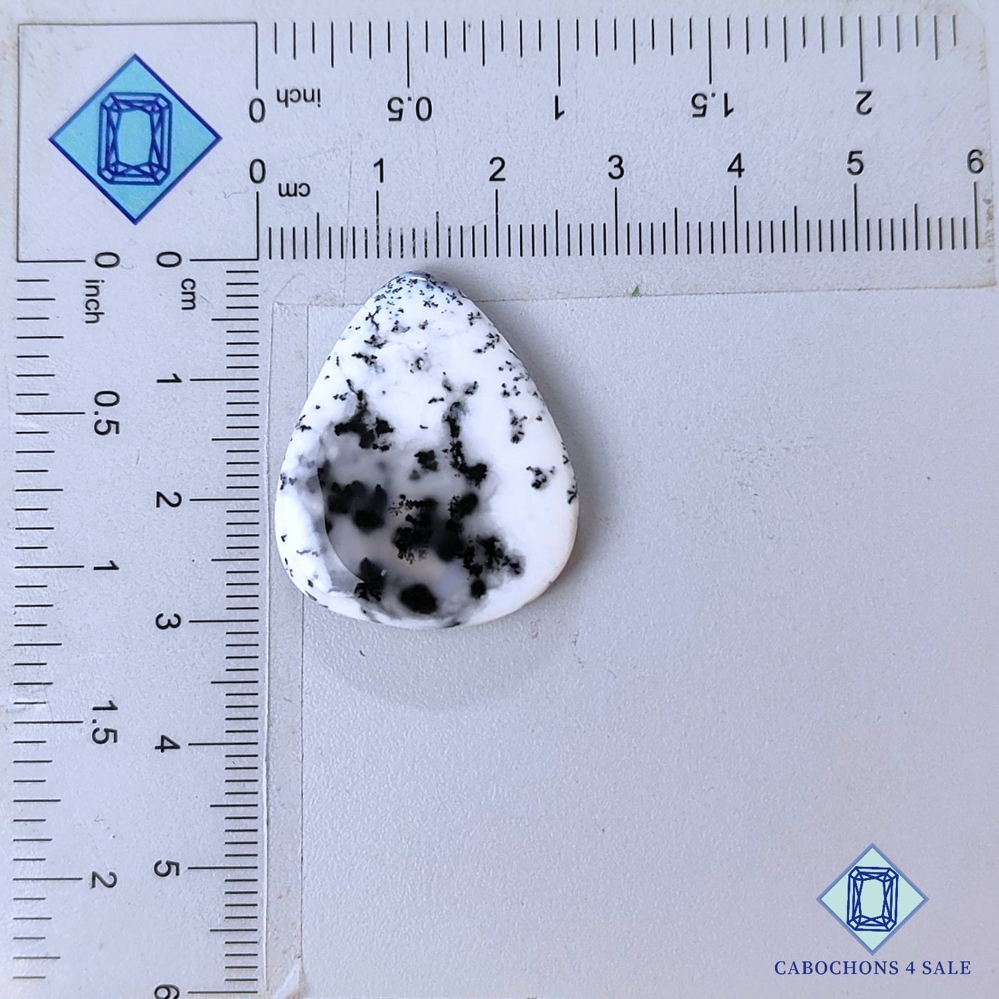 Natural Dendrite Agate Gemstone  Pear Cabochons 29*25*4mm from India available for sale