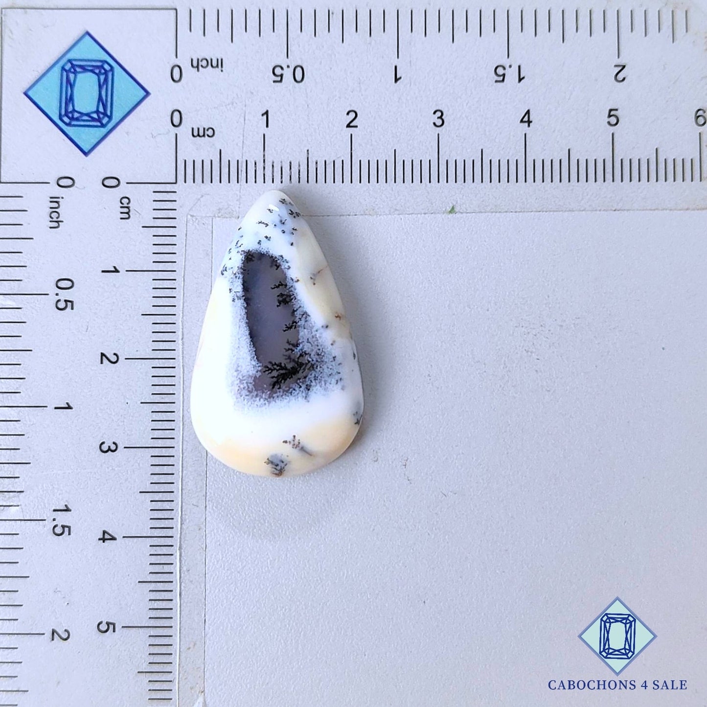 Natural Dendrite Agate Gemstone  Pear Cabochons 32*19*6mm from India available for sale