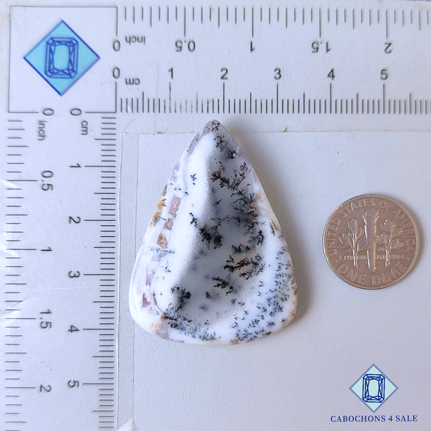 Dendritic Agate Pear Cabochons 40*30*6mm
