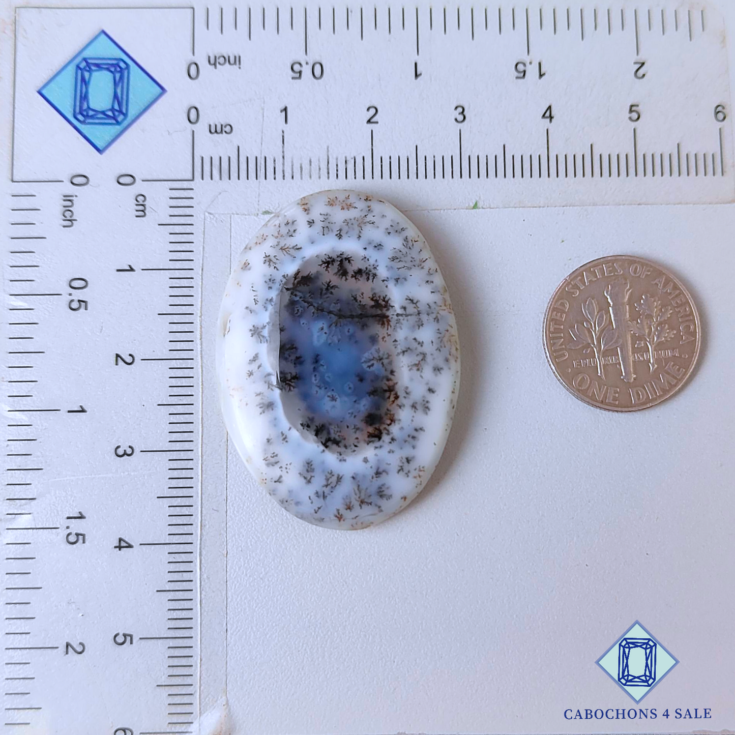 Cabujones ovalados de ágata dendrítica de 37 x 26 x 6 mm