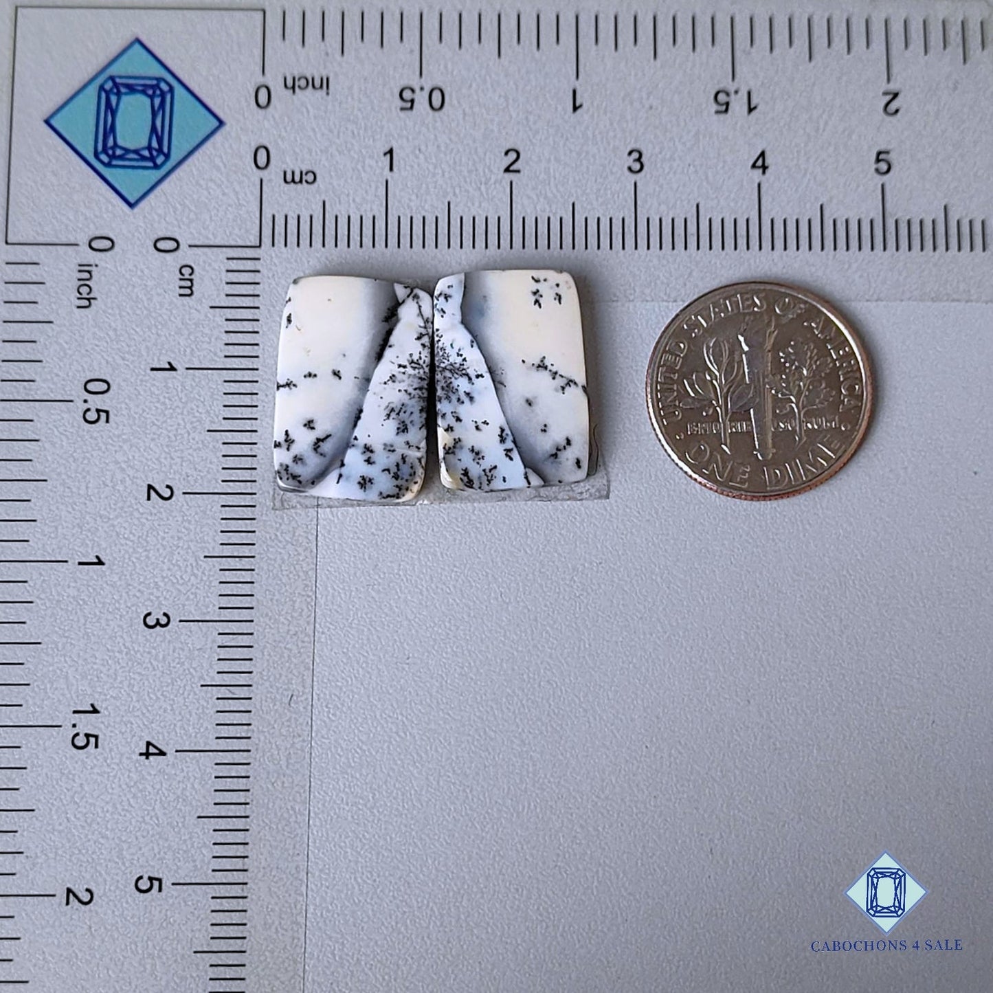 Natural Dendritic Agate Gemstone Rectangle Pairs 17*12*3mm from Brazil available for sale