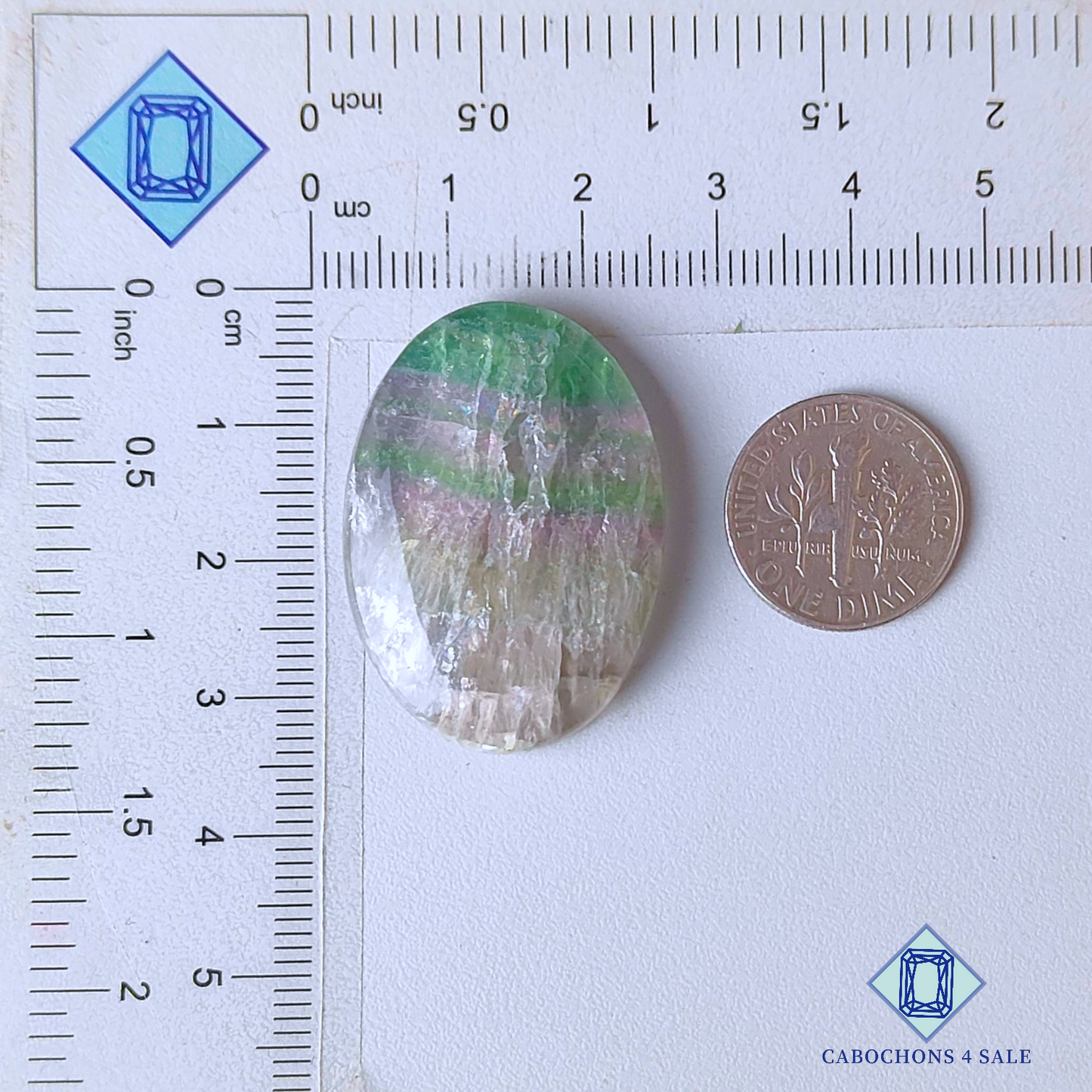 Feather Fluorite Oval Cabochons
