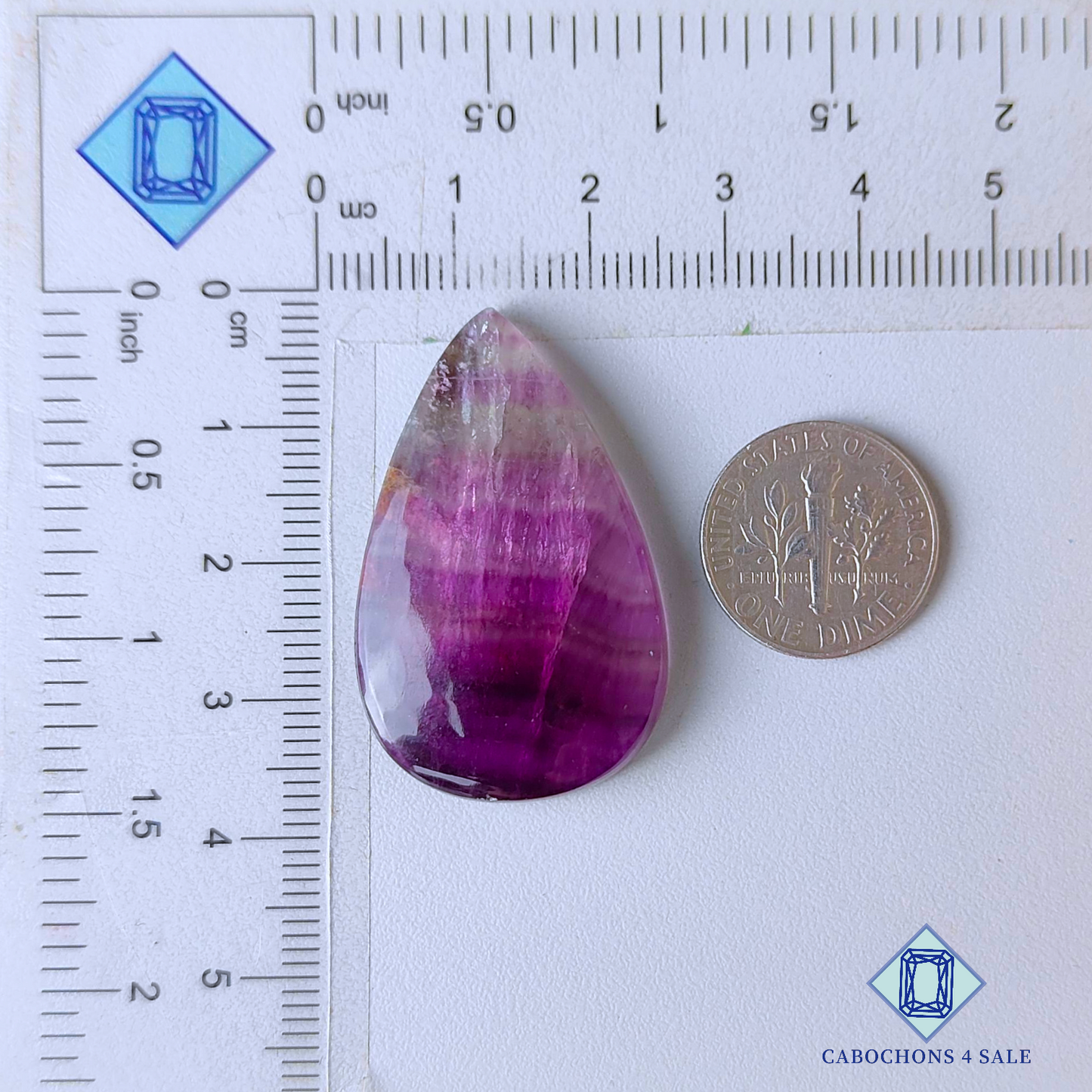Feather Fluorite Pear Cabochons