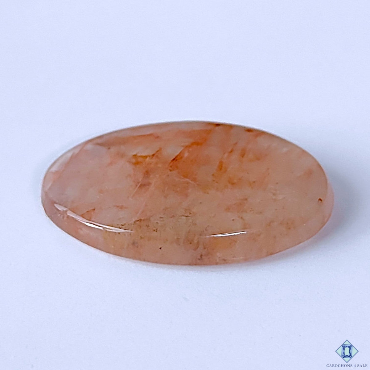 Cabochons4sale oval fire quartz cabochon with translucent red inclusions, 26x18x5mm gemstone
