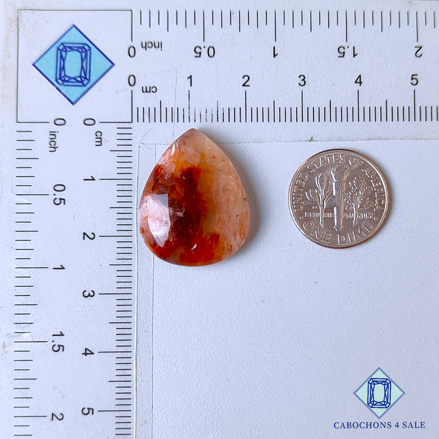 Fire Quartz Pear Cabochons