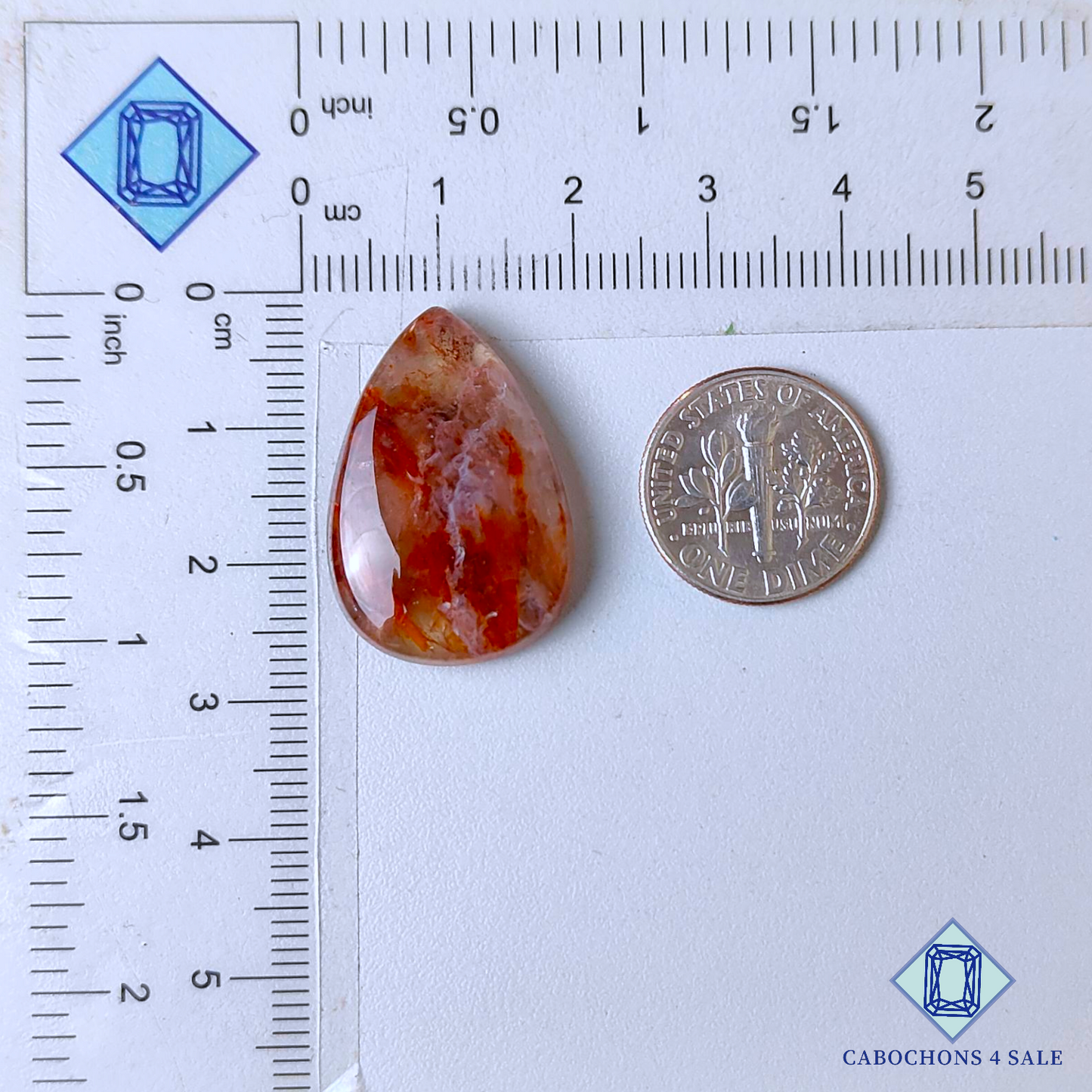 Fire Quartz Pear Cabochons