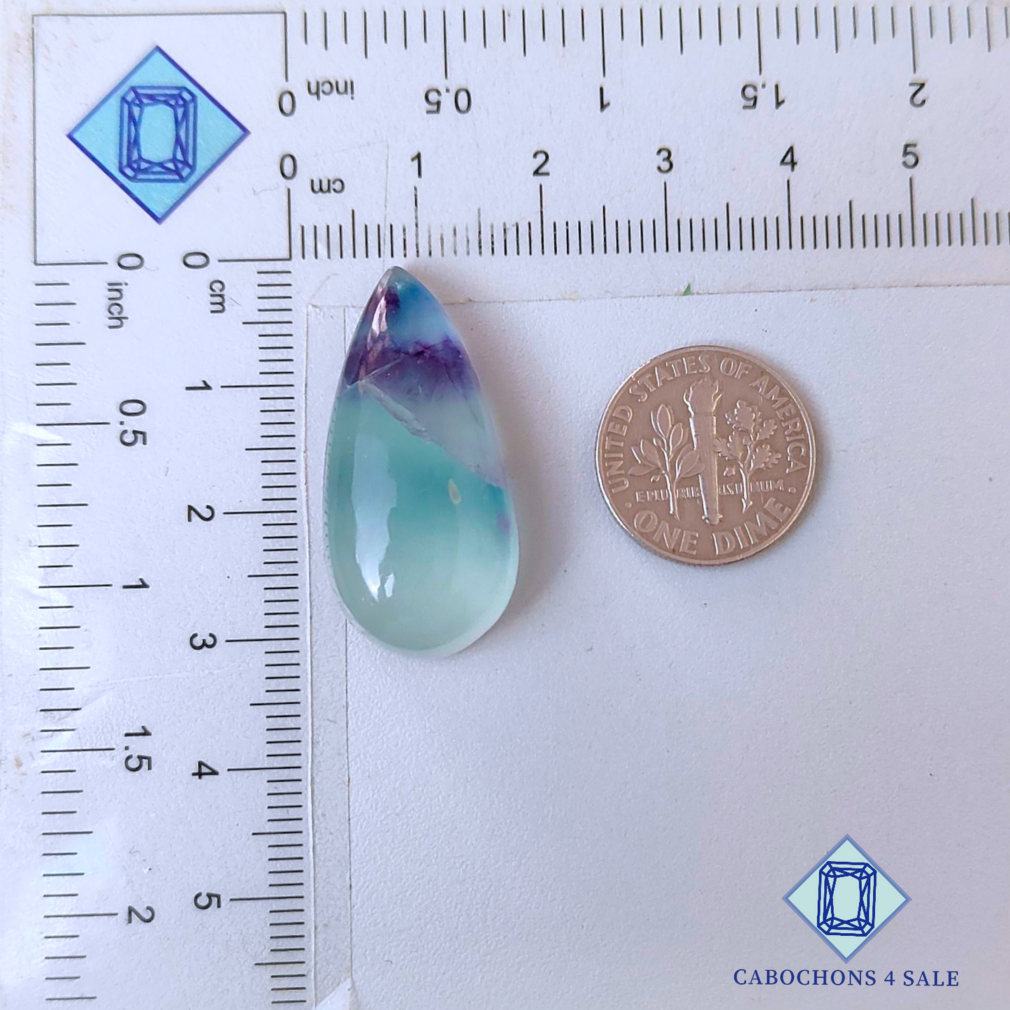 Fluorite Pear Cabochons 31*15*8mm