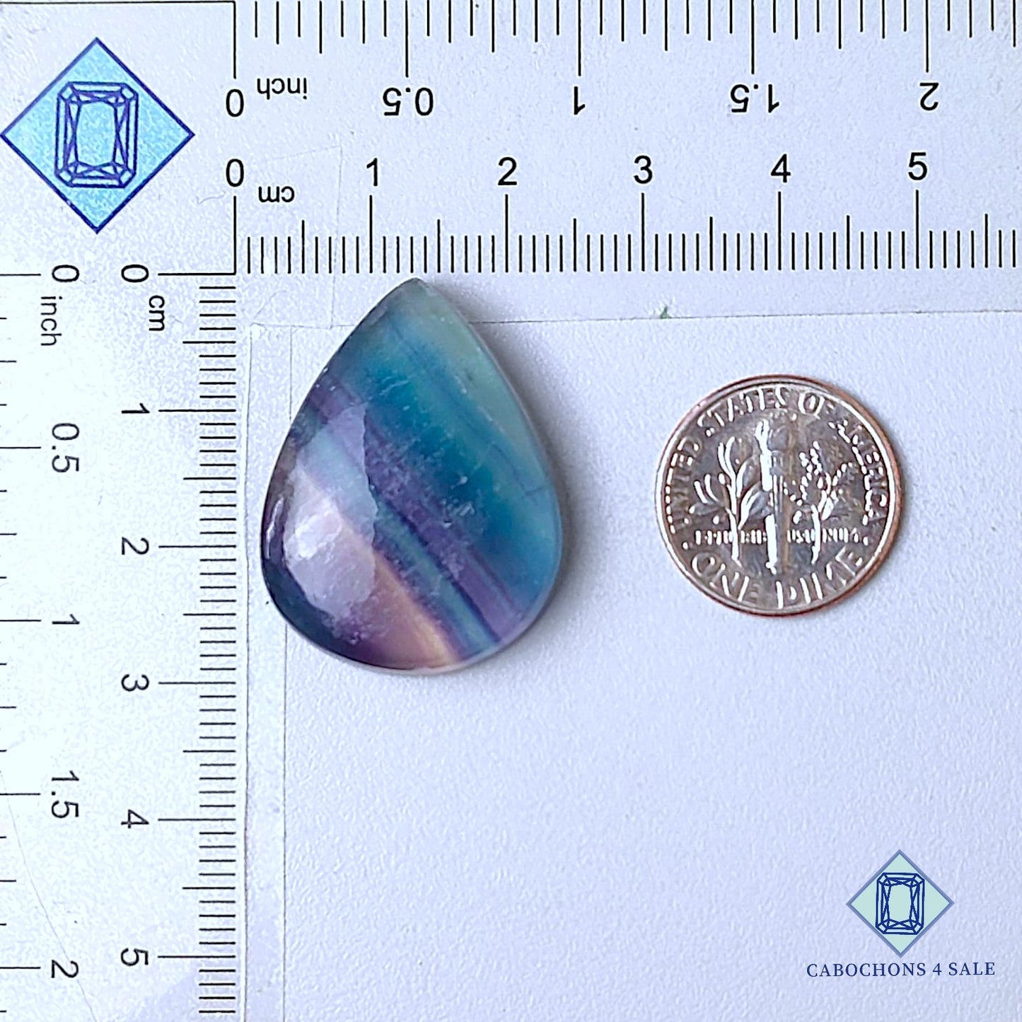 Natural Fluorite Gemstone  Pear Cabochons 29*22*7mm from Mexico available for sale