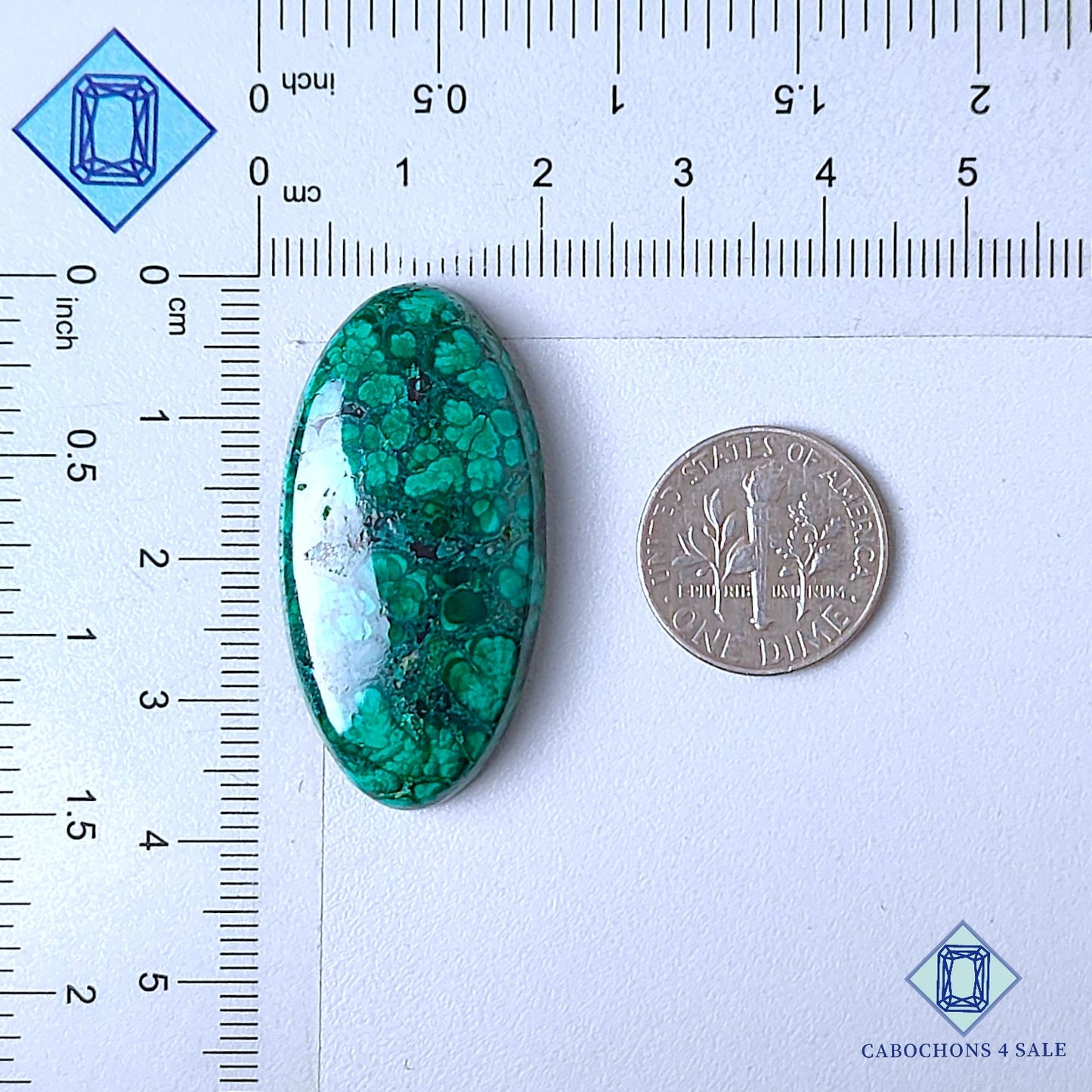 Natural Forest Malachite Gemstone  Oval Cabochons 37*19*6mm from Democratic Republic of the Congo available for sale