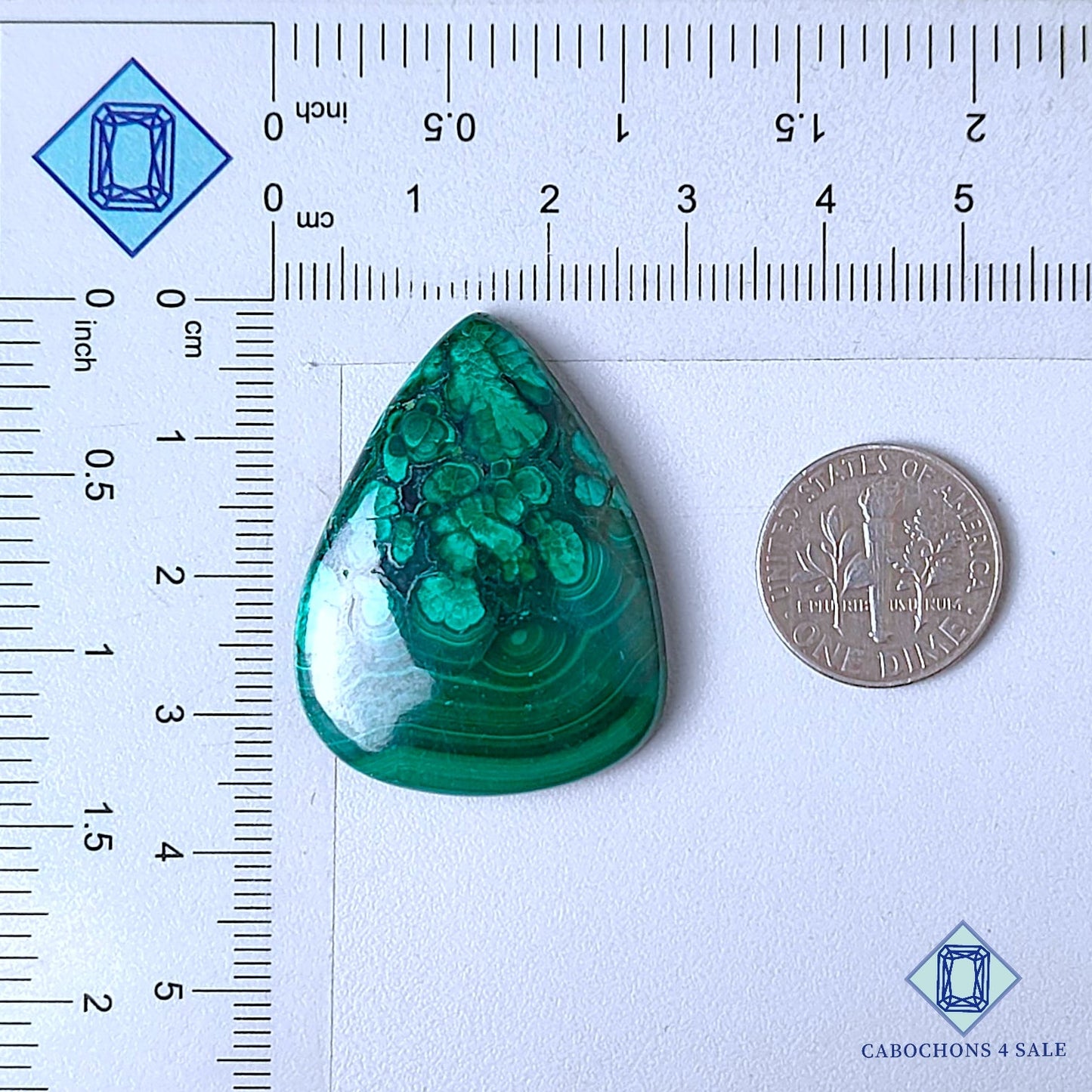 Natural Forest Malachite Gemstone  Pear Cabochons 35*27*6mm from Democratic Republic of the Congo available for sale