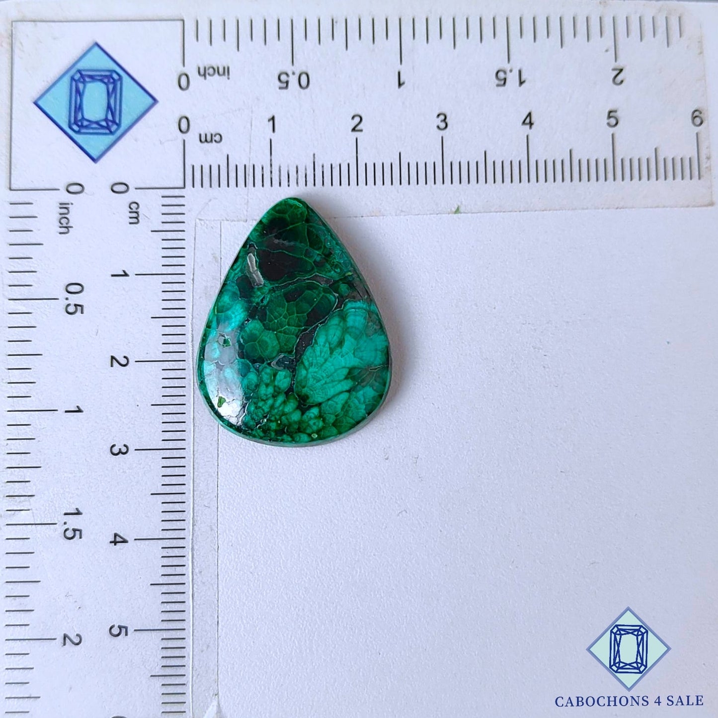 Natural Forest Malachite Gemstone  Pear Cabochons 29*22*5mm from Democratic Republic of the Congo available for sale
