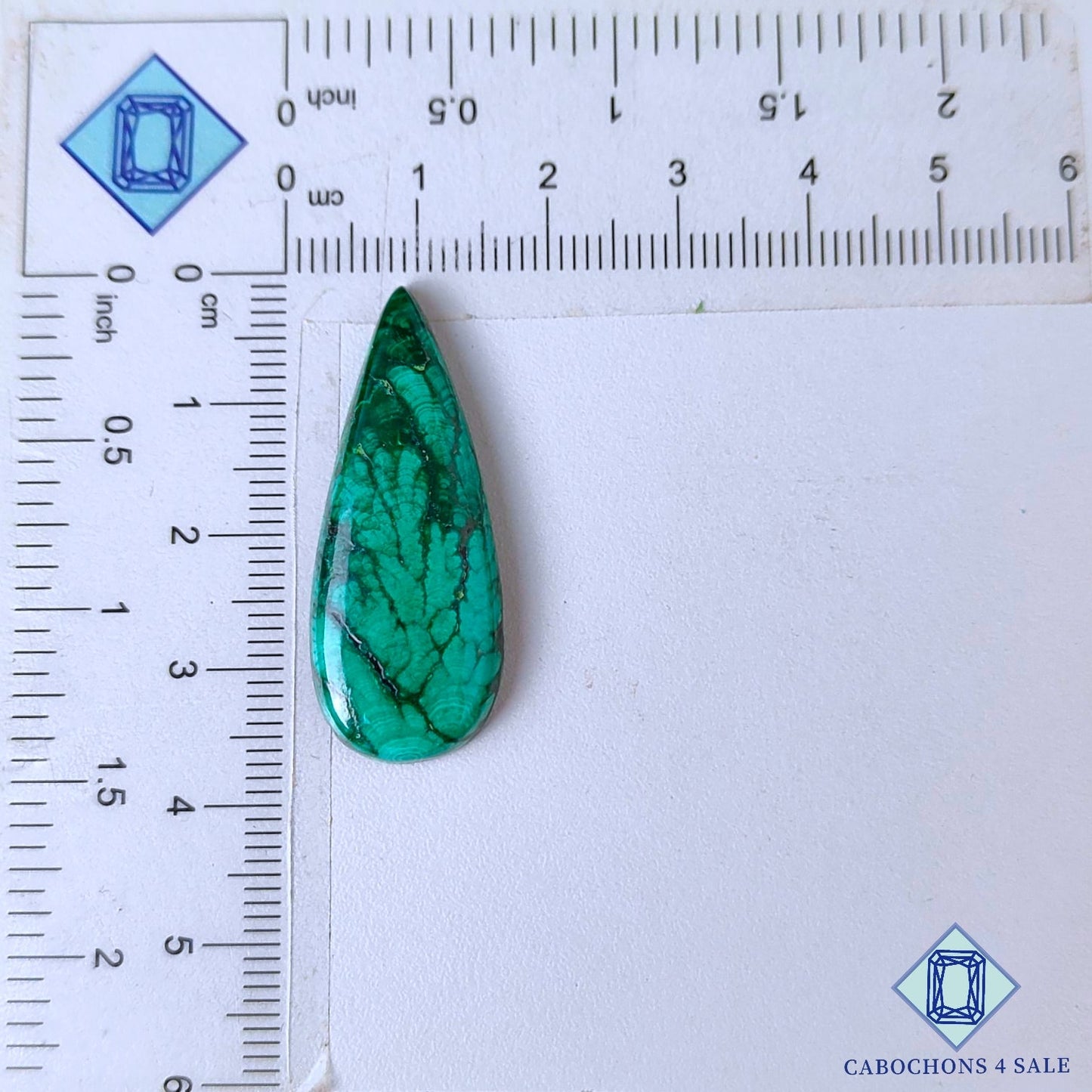 Natural Forest Malachite Gemstone  Pear Cabochons 35*34*4mm from Democratic Republic of the Congo available for sale