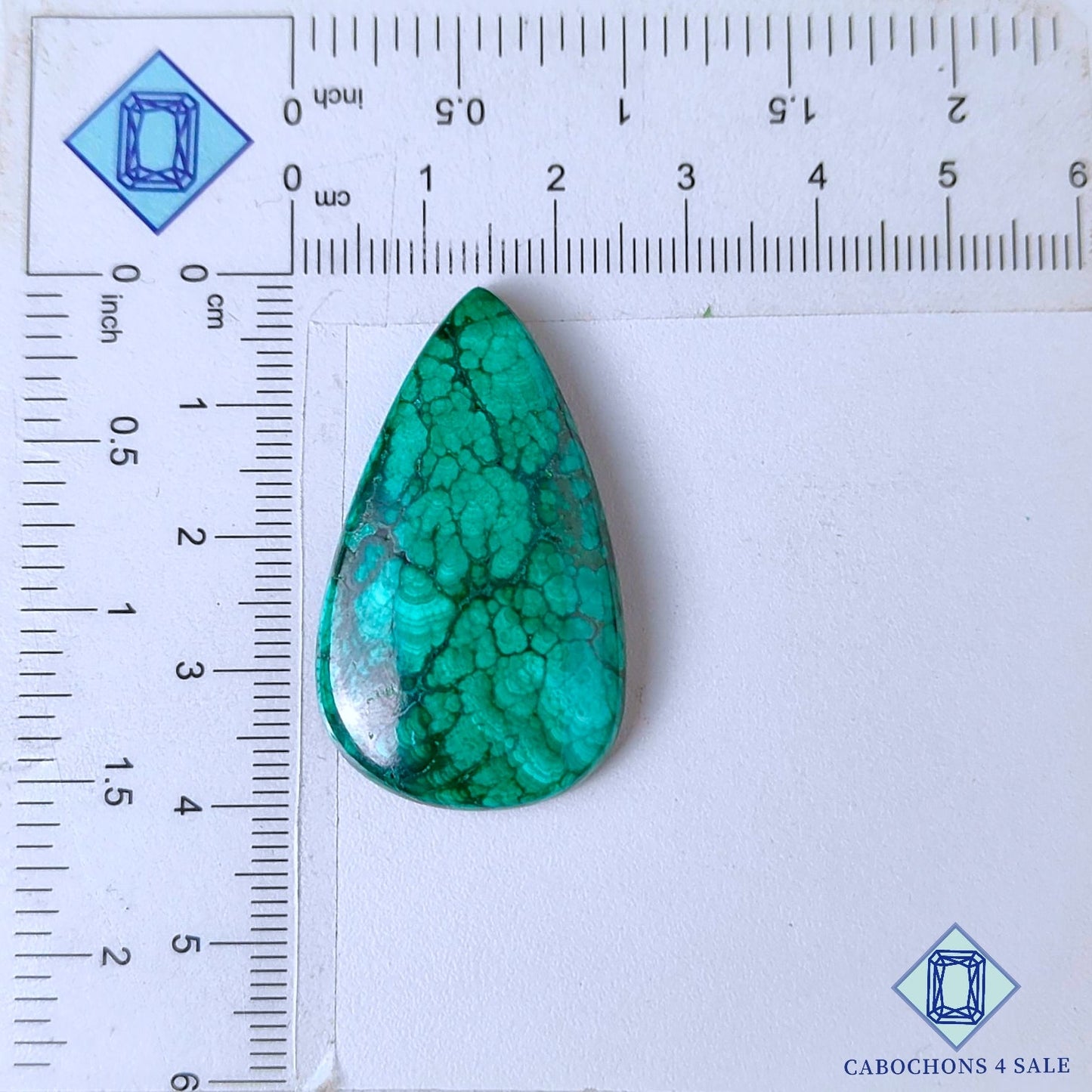 Natural Forest Malachite Gemstone  Pear Cabochons 31*23*5mm from Democratic Republic of the Congo available for sale