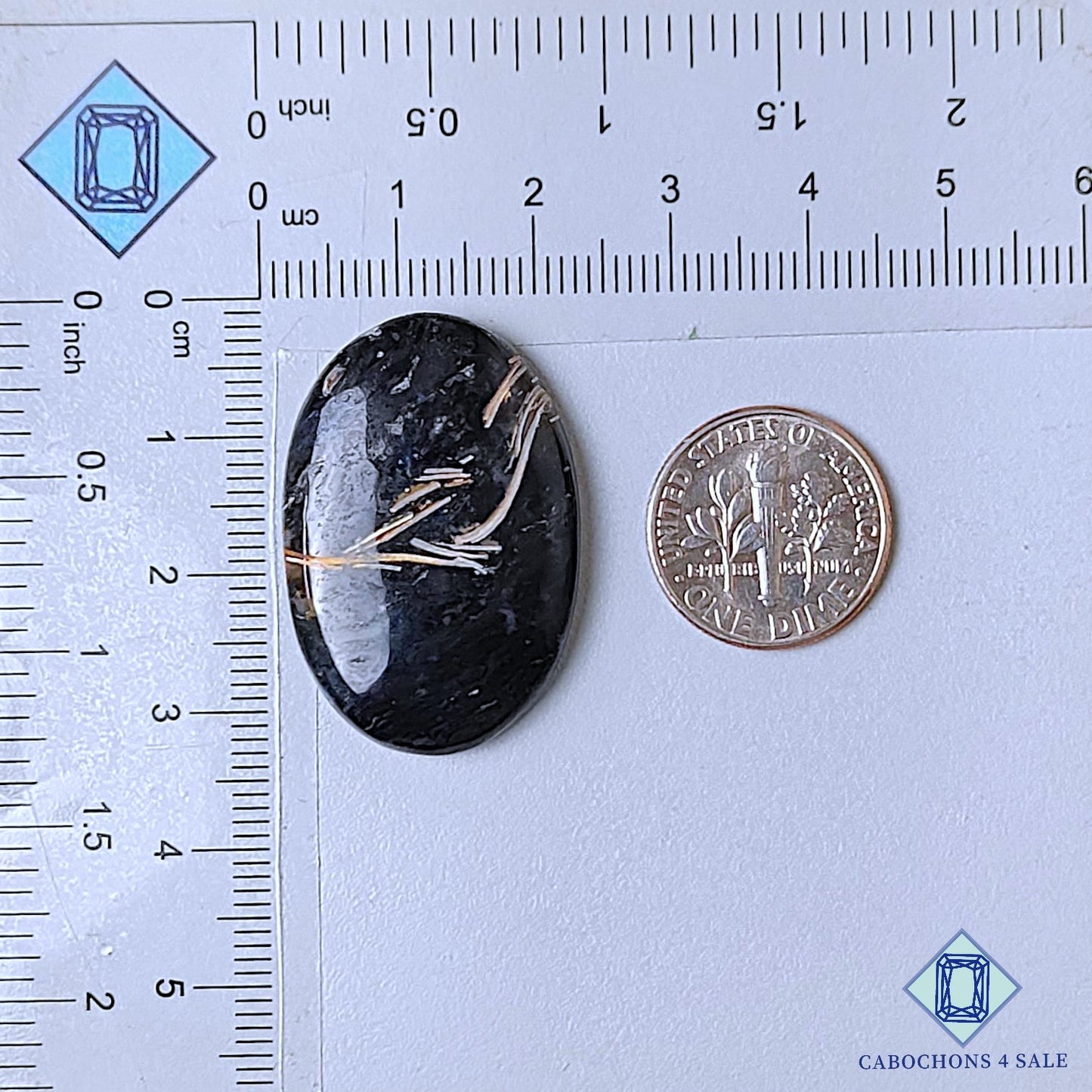 Natural Galaxy Black Onyx Gemstone Oval Cabochons 32*21*5mm from Brazil available for sale