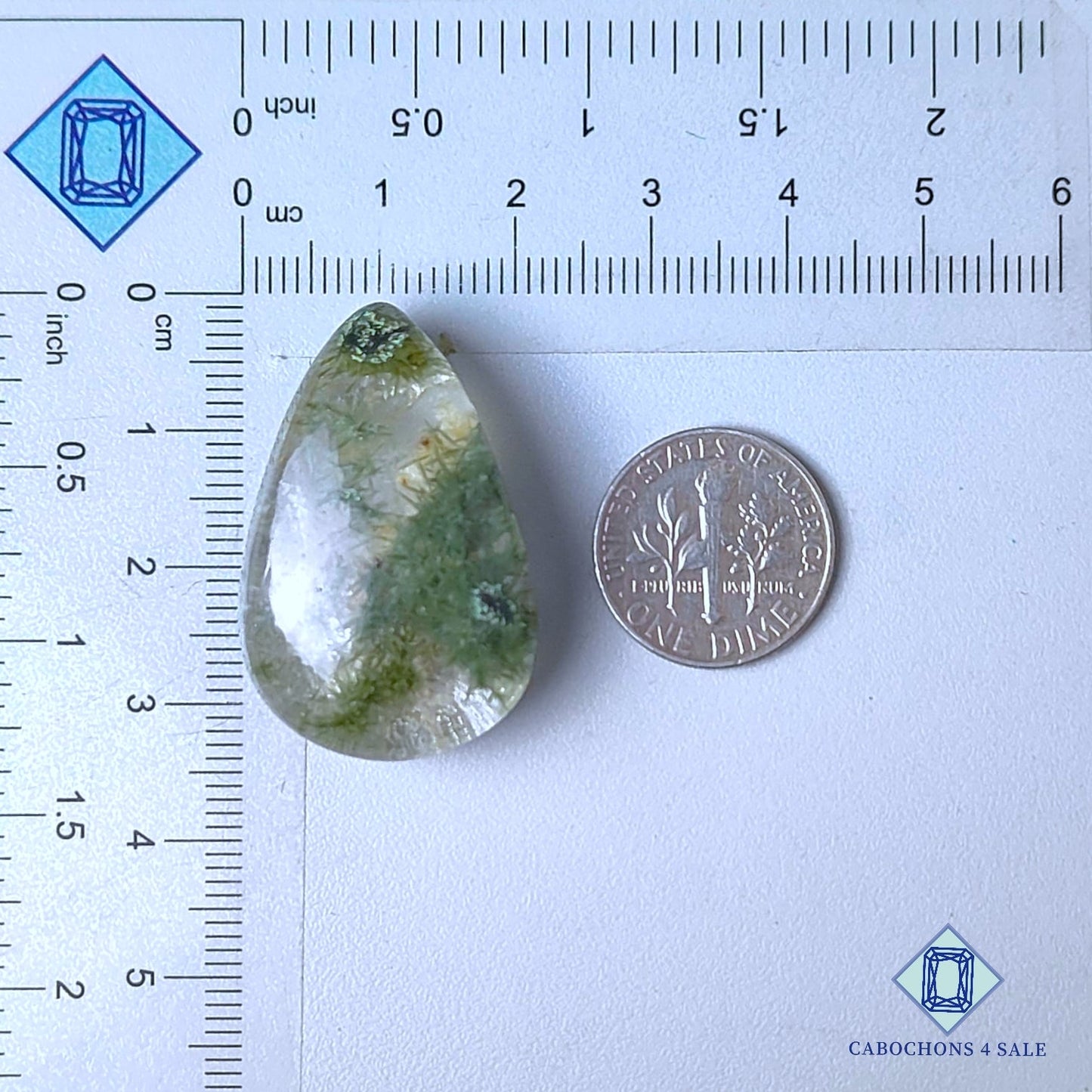 Natural Garden Quartz Gemstone  Pear Cabochons 33*21*11mm from Brazil  available for sale
