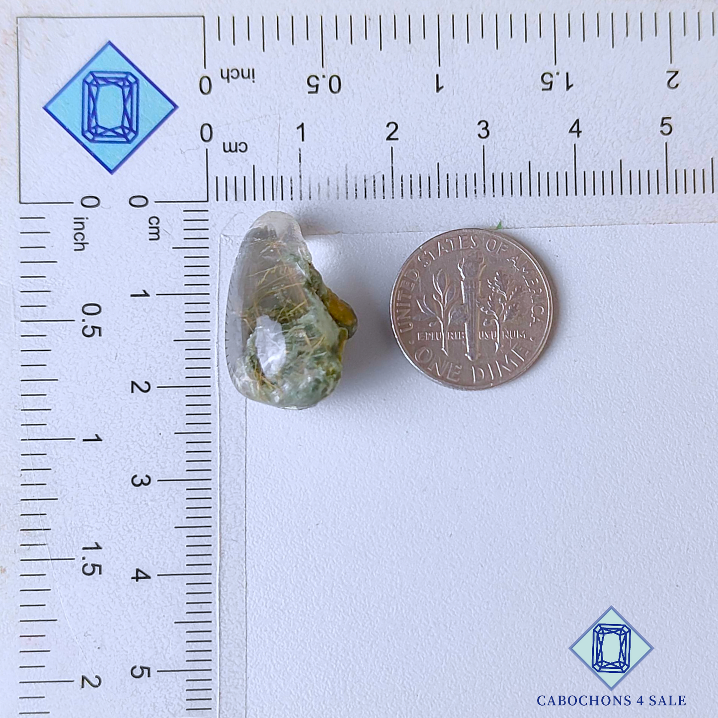 Cuarzo rutilado de jardín con drusa en forma de pera