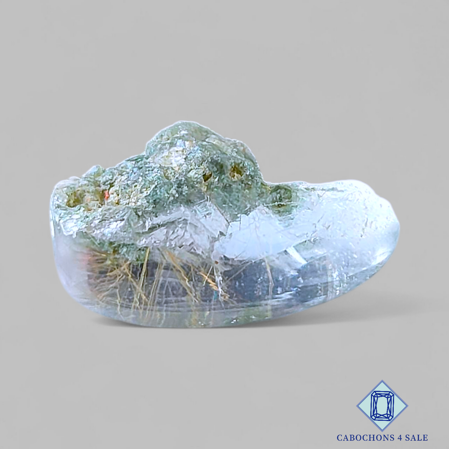 Cuarzo rutilado de jardín con drusa en forma de pera