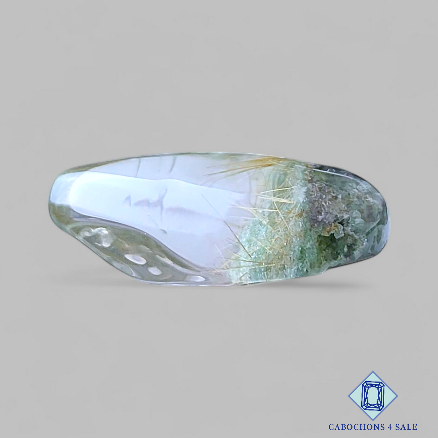 Cuarzo rutilado de jardín con drusa en forma de pera